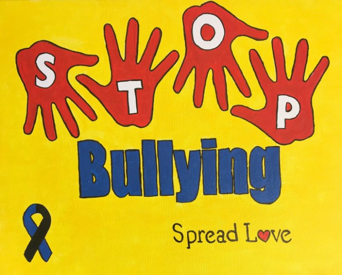 Poster Stop Bullying Kreatif Dengan Gambar Kartun