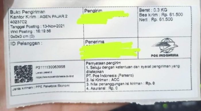 Cara cek resi pengiriman Pos Indonesia secara online