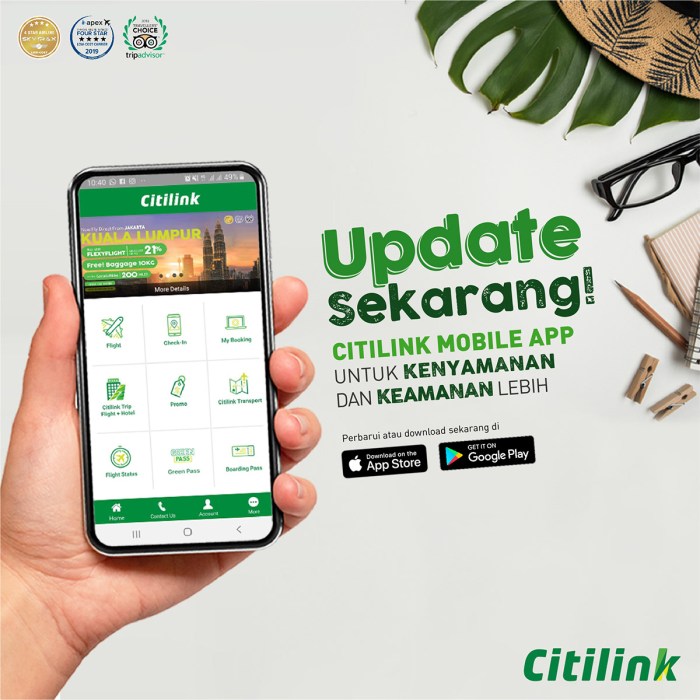 Proses check in Citilink melalui aplikasi mobile