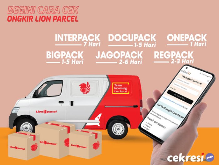 Cek ongkir Lion Parcel dengan estimasi waktu pengiriman