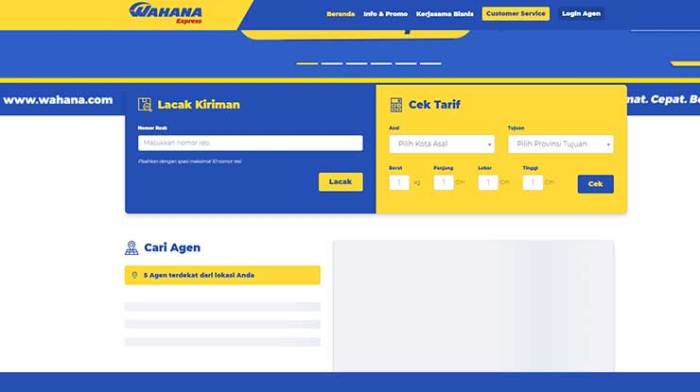 Lacak paket Wahana melalui website resmi dan aplikasi