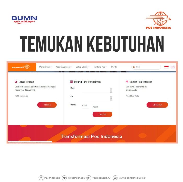 Mengecek status pengiriman Pos Indonesia via aplikasi