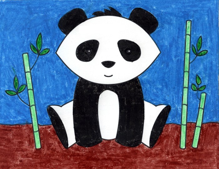 Sketsa gambar hewan panda yang mudah ditiru