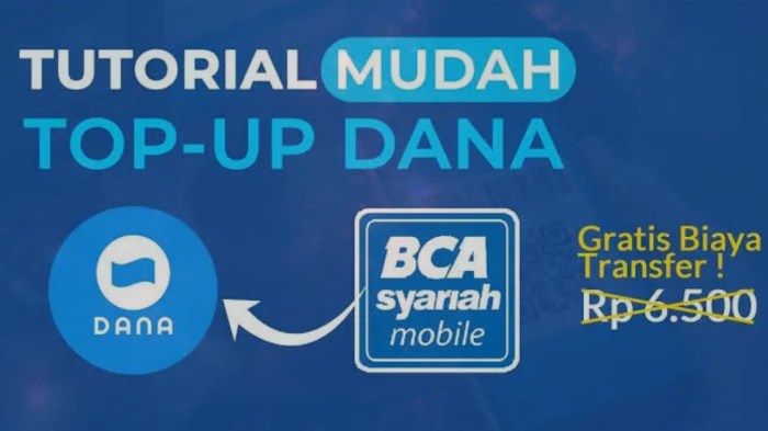 Biaya transfer dana dari BCA ke Dana