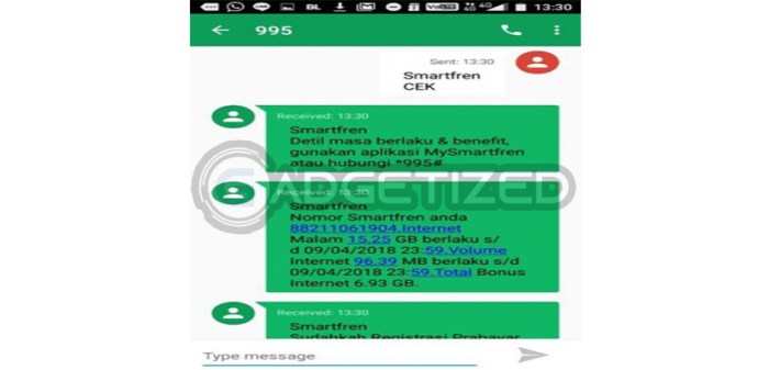 Cara cek kuota internet Smartfren lewat SMS