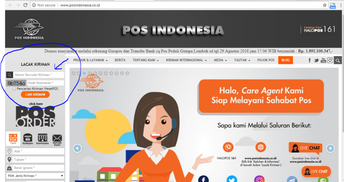 Lacak paket Pos Indonesia melalui website resmi